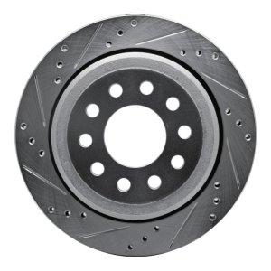 Lincoln Town Car Brake Rotor (1) - Rear Left - R1 Concepts - Drilled & Slotted - Silver - `03-`11